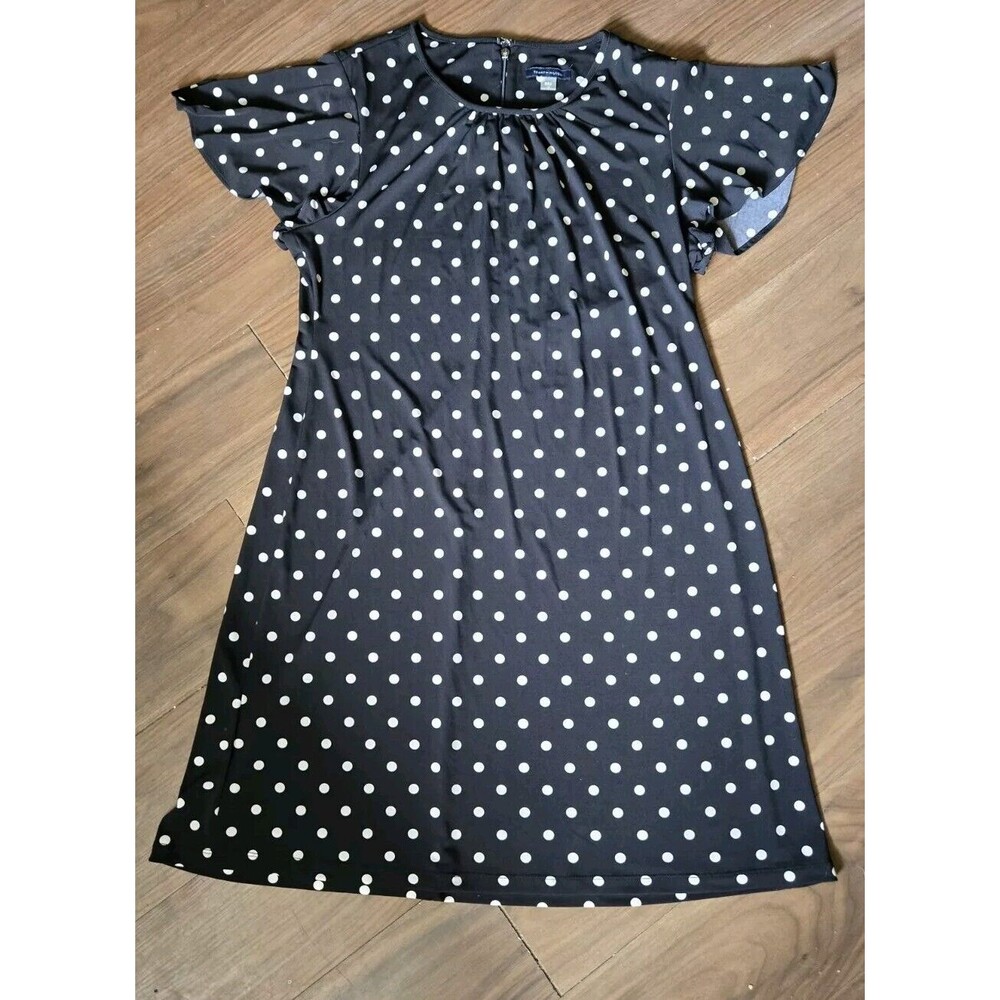 Tommy Hilfiger Dress Stretchy Mid Length Sz 14 Black White Casual Office